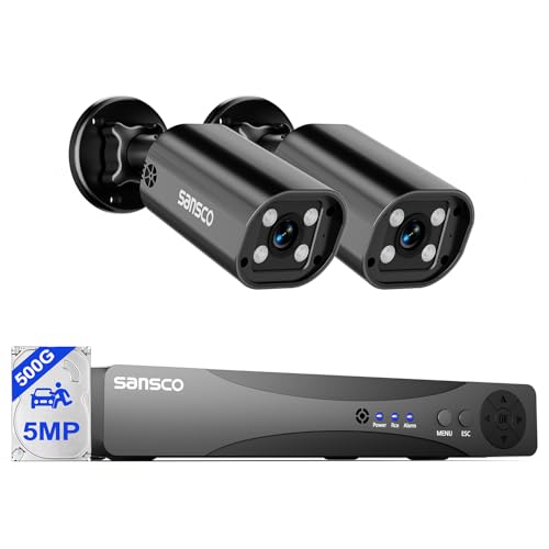 Image of SANSCO Color Night Vision, CCTV Camera System Outdoor with 500GB Hard Drive