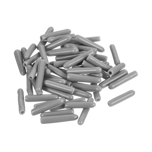 uxcell 50pcs Rubber End Caps Protective Caps 1.5mm ID Vinyl PVC Round Tube Bolt Cap Cover Screw Thread Protectors Light Grey