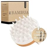 BAMBUA Cepillo Masajeador Cuero Cabelludo (Efecto Anticaspa) - Masajeador Capilar mientras te Duchas - Masajeador de Cabeza Premium - Scalp Massager - Kit de masaje incl. E-Book Cabello Sano (Blanco)