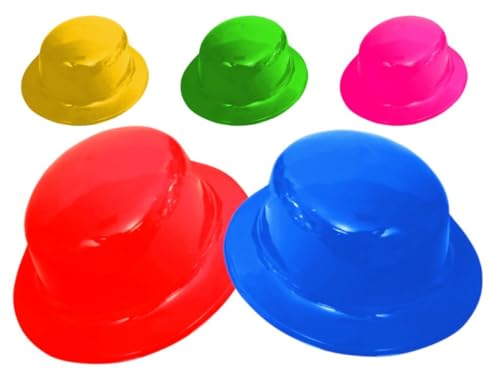 Lote de 15 Sombreros Bombín Decorativos en Colores Surtidos. Artículos de Cotillones. Complementos para Fiestas y Eventos. Decoración Original para Bodas, Comuniones, Cumpleaños y Nochevieja. DC