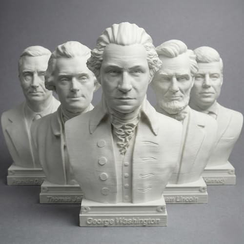 otdlle US President Founding Fathers Bust Head Sculpture Historical Statue Collectible Figurine Desk Table Top Memorabilia Home Decor (US Presidents Set of 5, 6" Hx4 Wx3 D)
