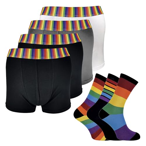 Chaussettes et boxers arc-en-ciel hommes Sock Snob | Pack de 4 boxers et 3 chaussettes fantaisie