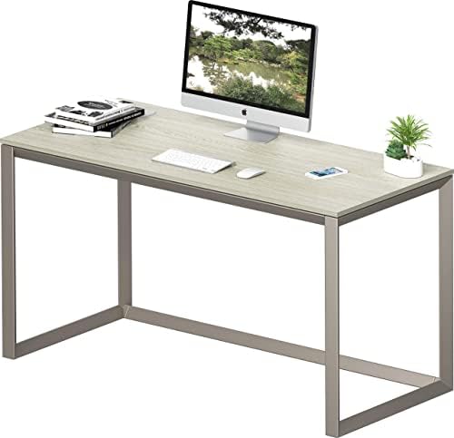 SHW Triangle-Leg Home Office Computer Desk, Silver/Gray