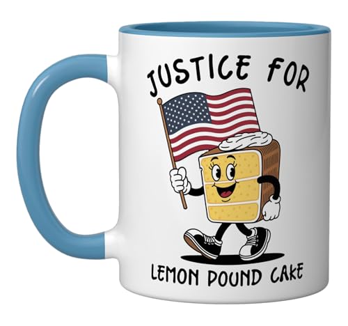 Justice for Lemon Pound Cake Ceramic Mug, Blue/White