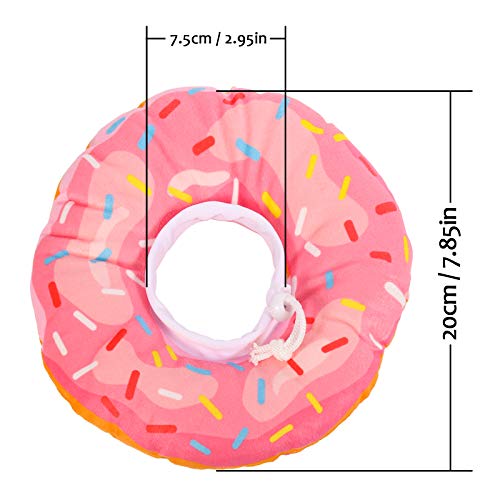 Xinzistar Halskrause Katzen Halsband Soft Weich Katze Schutzkragen Anti Biss Safety Einstellbarer Schützender Kragen für Haustiere Katzen Hunde Welpen Kätzchen (Rosa Donut, S)