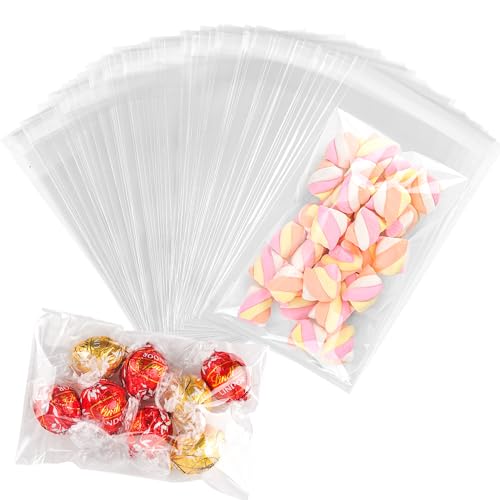 YunKo 100PACK Self Sealing Cellophane Bags Clear Cookie Bags for Gift Giving Treat bags for Packaging Cookies, Candy, Gift(4x6 Inch)