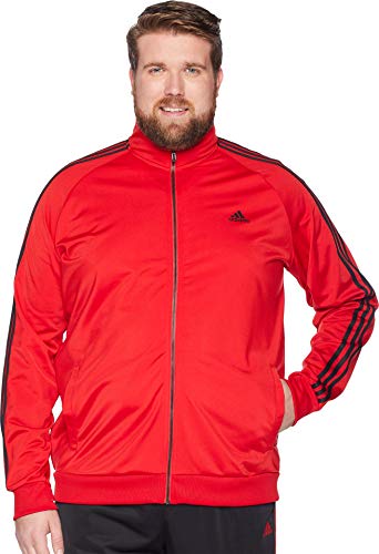 Adidas Men S Standard Essentials Warm-Up 3-Stripes Track Top, Scarlet Black, 3x-Large