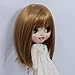 Tzncos Just 1pc wig fit for 10-11 inch Head Dolls, Blyth Qbaby Amydoll Wig Short Straight Collection Hair (Light Brown)