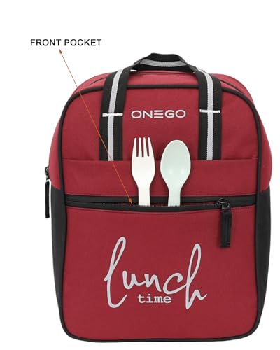 Image of Durable & Lightweight Lunch Bag | Trendy Water-Resistant Tiffin Bag & Meal Holder for Office, School, Travel & Picnic, Stylish, Insulated Design for Men, Women & Kids (Maroon)