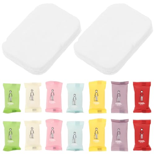 Uonlytech Toallas Faciales Comprimidas Desechables de Algodón 70 Piezas (14x5) Coloridas, Absorbentes y Portátiles para Viajes, Camping, Senderismo y Cuidado Facial Diario