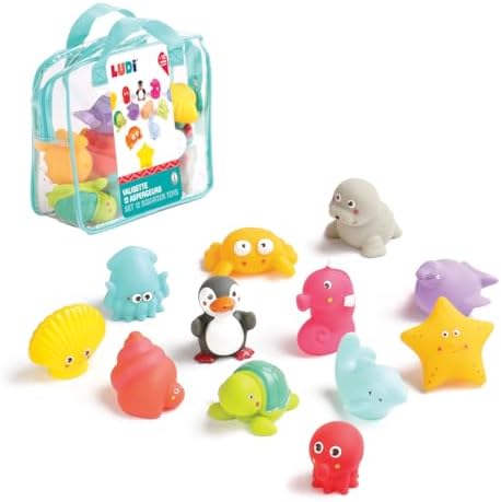 LUDI - 12 Animaux Marins en Plastique pour Jouer dans Le Bain. Dè...