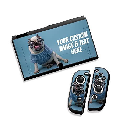 YahCase - Custom Protective Case for Nintendo Switch OLED Model(2021), Personalized Switch OLED Case from Your Photo/Logo/Art/Text,Make Your Own Customized Soft TPU Cover(Black)