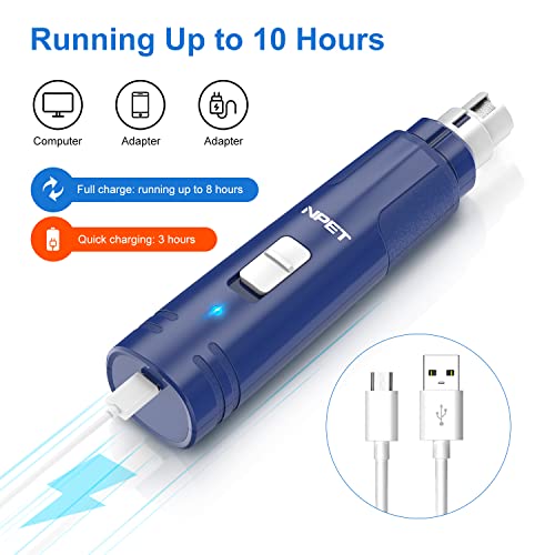 NPET Dog Nail Grinder with Guard, Rechargeable Electric Dog Nail File, 2 Speed Pet Nail Trimmer with LED Light Powerful Paw Grooming for Small Medium Cats, Dogs - Thumbnail 6