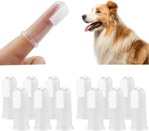 ZCYKJ 12 spazzolini da denti per animali domestici, in morbido silicone, atossico, riutilizzabile, trasparente, manuale, per cani e gatti, per la cura dentale di cani e gatti