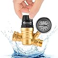 RV Water Pressure Regulator Valve for Camper: Brass Lead-Free Adjustable Water Pressure Reducer with Gauge Adjustable Valve Inlet Screen Filter for RV Camper Travel Trailer(Silicone Oil&Knob)