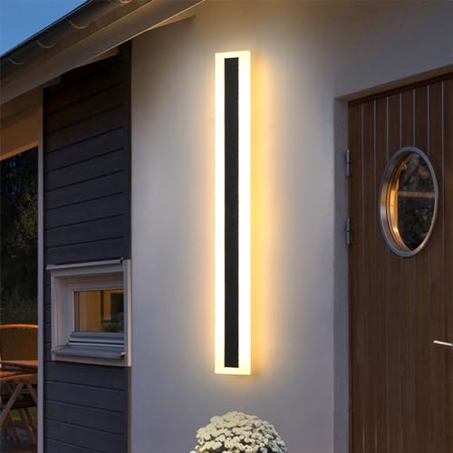 JKFBHGJL 60cm Outdoor Wall Lights, 22W Dimmable 3 Colors Modern Wall Sconces Porch Lights Outdoor, IP65 Rainproof Outdoor/Indoor Long Strip Garden Wall Light for Hallway Villa Balcony Terraces Garage