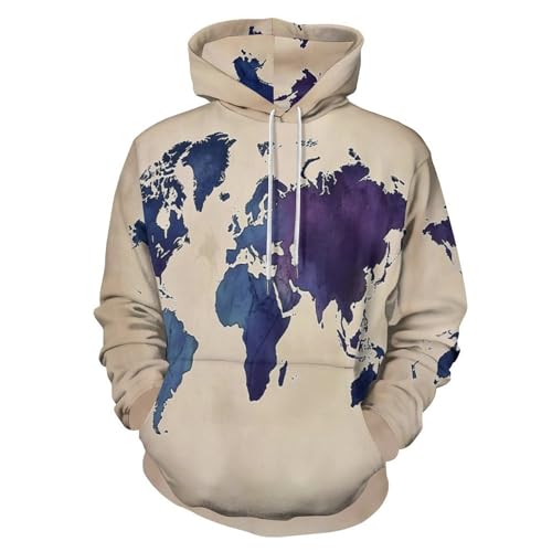 Pull carte du monde homme sweat à capuche pour vos sorties et voyages