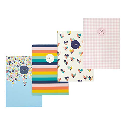 Image of Pukka Pad, Carpe Diem 32 Page A6 4 Pack – Includes Plain, Lined, Dotted, and Planner Notebooks – Hearts