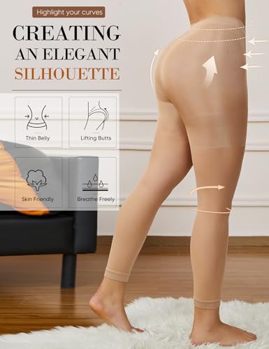 Image of Plus Size Sheer Tights for Women -70D High Waist Women's Pantyhose, Reinforced Toe Compression Pantyhose