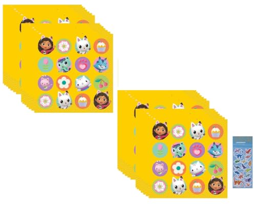 Gabbys Dollhouse Birthday Party Supplies Bundle Pack includes Lunch Paper Napkins - 32 Count