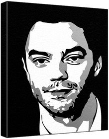 Dominic Cooper (100% Original Painting. Not A Print ) Acrylic Paint On Deep Framed Canvas (60 x 50 x 1.8 cm) 3-Colour Black/Grey/White-picture-21