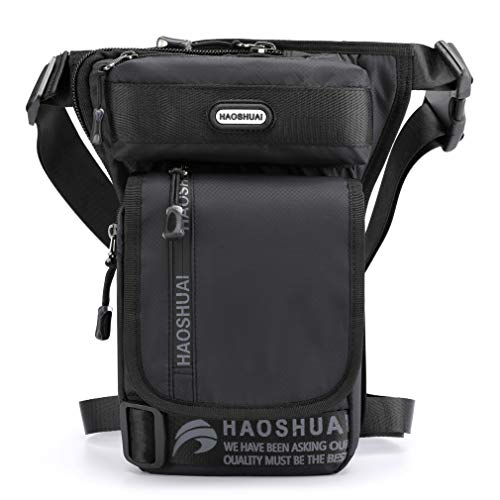 KPYWZER Thigh Drop Leg Bag for Men Women Waist Bags Waterproof Nylon Fanny Pack Tactical Military Motorcycle Rider Multi-Pocket Mens Travel Hiking Climbing Cycling Outdoors Black