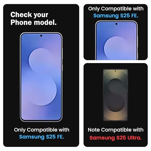 Image of ArmourPro Military-Grade Tempered Glass for Samsung Galaxy S25 FE - 9H Anti Scratch, Edge-to-Edge Coverage, HD Clarity, Smooth Touch, Case Friendly, Easy Installation Kit with Cable Protector