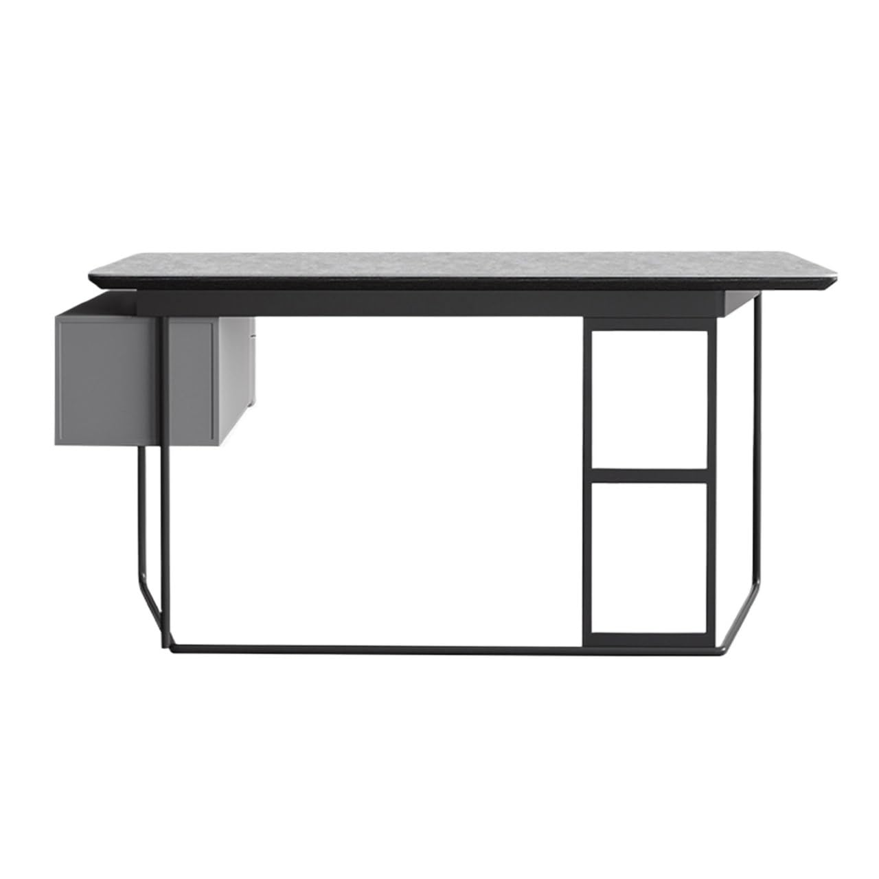 Computer Desk Side Table Slate Desk Computer Desk 1.2m 1.4m 1.6m Home Office Work Study Desk with Storage Drawer Metal Frame Workstation Gaming Desk Large Desk(Color:1.4 meters)