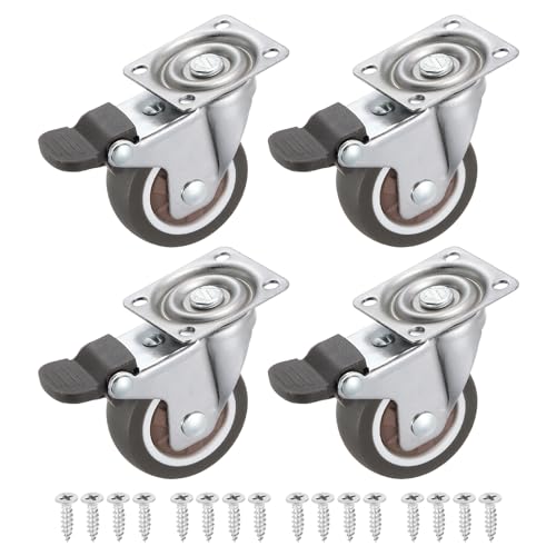 Roulettes pivotantes avec frein 50mm PATIKIL lot de 4 roues TPR de meuble marron