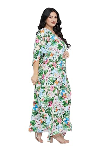 Image of Oussum Women Polyester Casual Long Plus Size Beach Caftan Cover Up Maxi Dress 1X-3X Summer Kaftan Dresses for Women