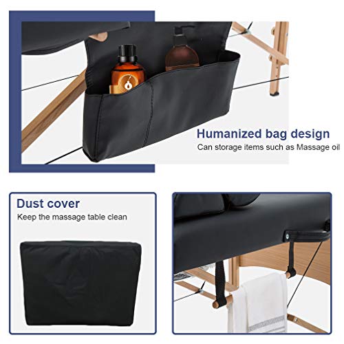 Massage Table Massage Bed Spa Bed 73 Inch Heigh Adjustable 2 Fold Portable Massage Table W/Sheet Cradle Cover 2 Bolster Hanger Facial Salon Tattoo Bed #TOP4