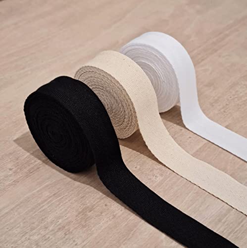 1 Inch X 5 Yards Natural Cotton Twill Tape Herringbone Soft Fabric Webbing Strap Ribbon, Bias Binding Tape For Sewing Binding Gift Wrapping Diy Cloth Bag Holders Blanket Edge Sewing Supplies (Beige) #TOP3