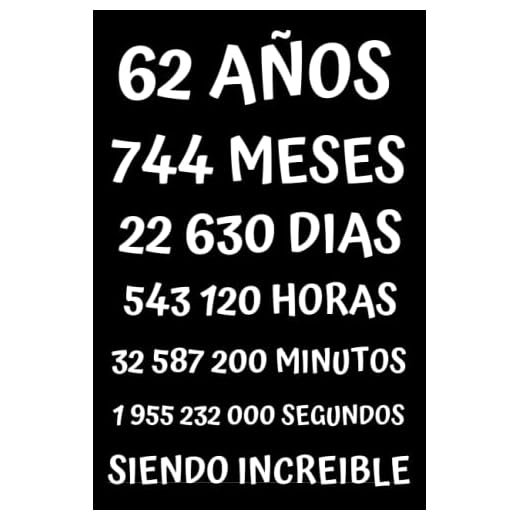 62 AÑOS SIENDO INCREIBLE: REGALO PARA HOMBRE Y MUJER DE 62 AÑOS DE CUMPLEAÑOS ORIGINAL Y DIVERTIDO , CUADERNO DE APUNTES O AGENDA, DIARIO, LEBRETA DE NOTAS ....
