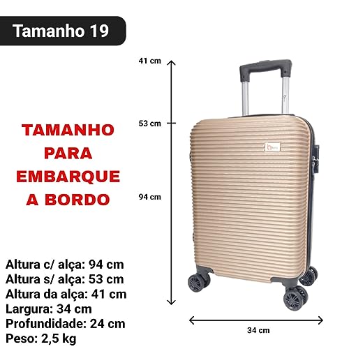 Kit Mala de Bordo mais Frasqueira Rígida Rose Luxo 19