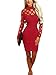 Wuxh Women's Sexy Long Sleeve Hollow Out Cocktail Clubwear Party Mini Bandage Bodycon Dress (Medium, Wine Red)