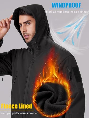 ReFire Gear Men's Softshell Fleece Tactical Hooded Jacket