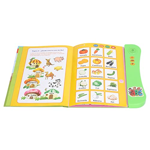 Matybobe Libro Sonoro Spagnolo Imparare il Libro Sonoro Elettronico con 11 Argomenti Educativi Storie Giochi da Tavolo di Matematica Canzoni Melodie per Bambini 3+ (Verde)