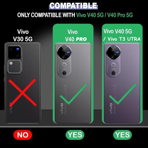 Image of Bintage CASE Mac Safe Design Hard Light Weight Back Case | Soft Border Camera Protect | Dual PU Leather Finish Back Cover Compatible for Vivo V40 5G / V40 PRO 5G - White & Blue