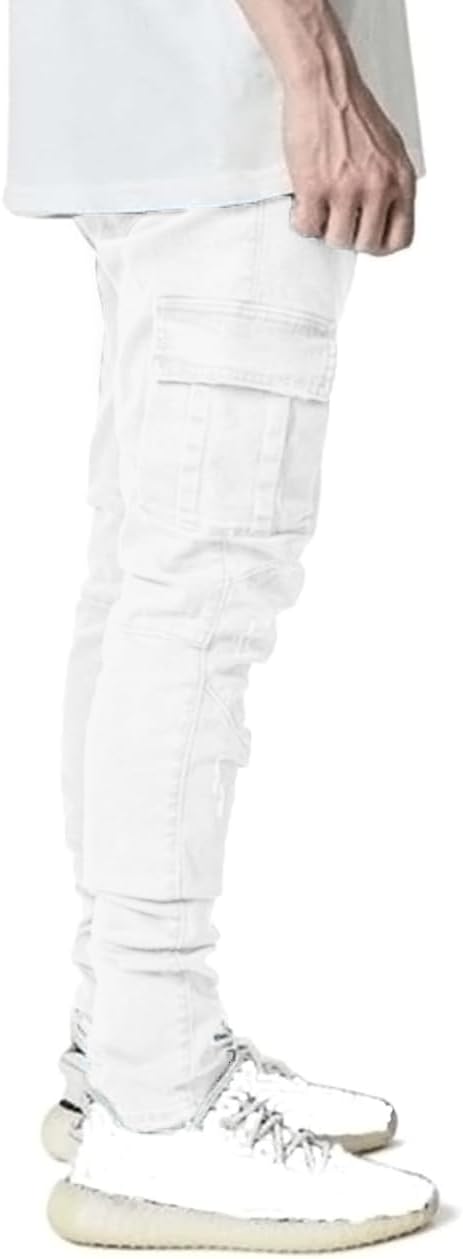 HUNGSON Men's Slim Fit Stretch Jeans Ripped Skinny Jeans for Men, Distressed Straight Leg Fashion Comfort Flex Waist Pants - Image 4