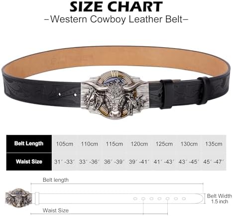 Western Leather Belt for Men Women Cowboy Cowgirl Mens Buckle Belt for Jeans, Country Belt, Ideal Men's Gifts