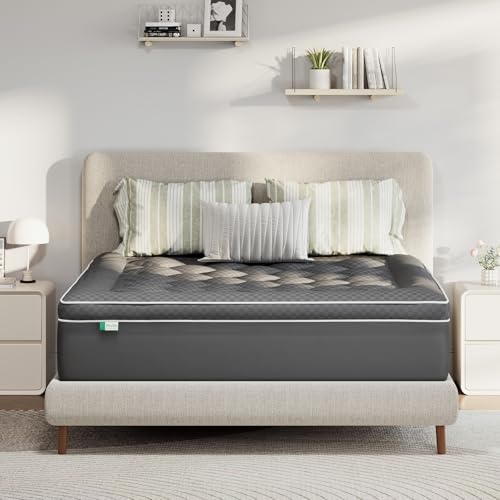 Novilla Sobrecolchon 135x190cm, Topper Colchón de Microfibra Super Suave Calidad de Hotel de Microfibra con Elástica, Gris Oscuro Lavable a Maquina