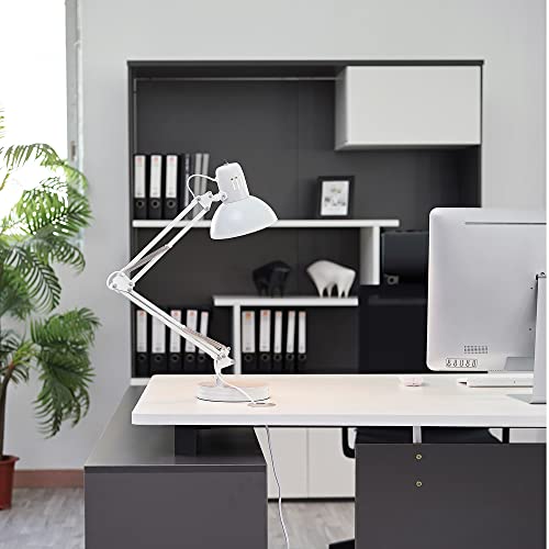 Globe Electric 52333 28" Spring Balanced Arm Desk Lamp, Matte Light Blue, On-Off Rotary Switch On Shade, Interchangeable Base And Clamp Arm Design, Home Décor, Desk Lamps For Home Office, Home Décor #TOP2