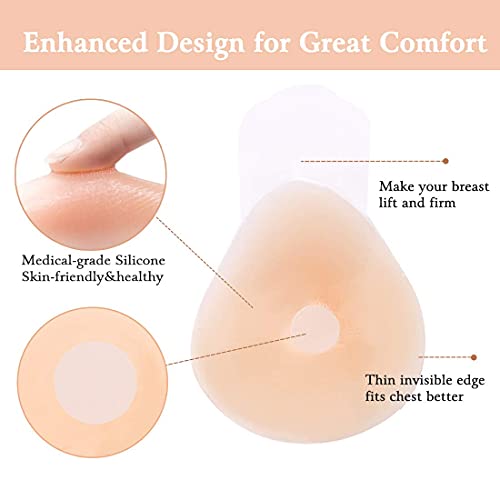 Xshnuo Adhesive Bra Invisible Strapless Backless Silicone Sticky Push Up Lifting Bras For Women With Nipple Covers (As1, Alpha, X_L, Regular, Regular) Clear #TOP2
