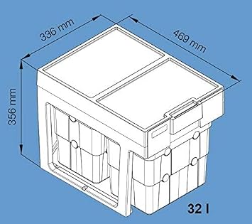 Multi Container Waste BOY Pull Out Kitchen Cabinet Cupboard Bin 32L