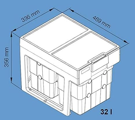 Multi Container Waste BOY Pull Out Kitchen Cabinet Cupboard Bin 32L