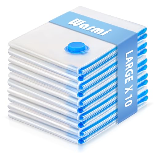 Warmi 10 Large Vacuum Storage Bags With No Pump (60x80cm) - Vacuum Sealer Bags for Clothes Storage, Blanket, Duvets, Pillows, Comforters, Home Storage & Organisation
