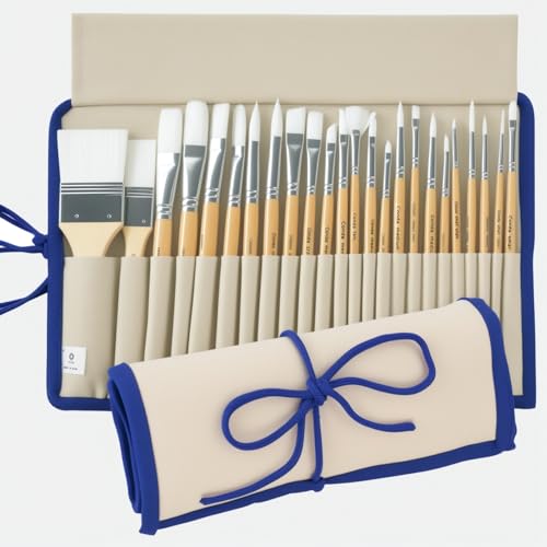 Conda 24 Pcs Chip Paint Brushes Set Professionelle Bürste mit Etui für Acryl Aquarell Ölgemälde