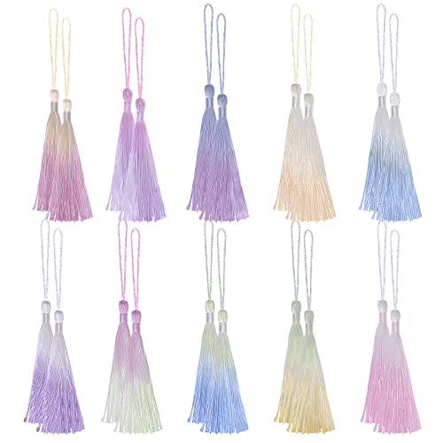 Vapker 20Pcs Mini Tassels Bookmark Tassels 13Cm/5-Inch Silky Handmade Soft Tassels Floss Mini Tassels With Cord Loop For Bookmarks, Crafts And Jewelry Making Diy Craft(10Colors) #TOP14