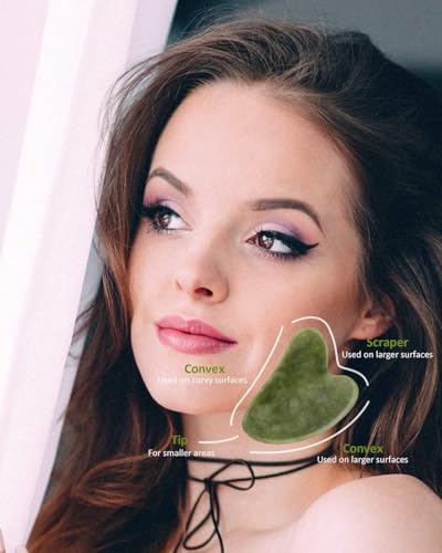 Rolo de jade Gua Sha, ferramentas de massagem Gua Sha, conjunto de rolo facial e Gua Sha, ferramenta