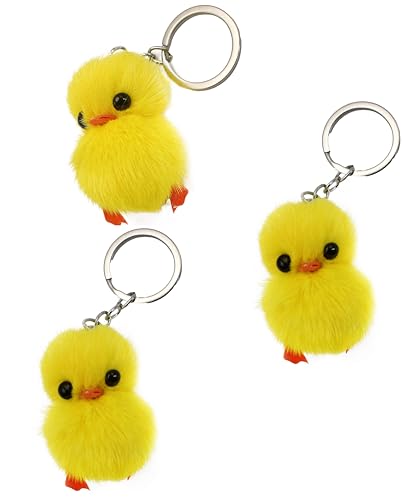 Fosrion Adorable Genuine Mink Fur Duckling Keychain - Ethically Sourced,